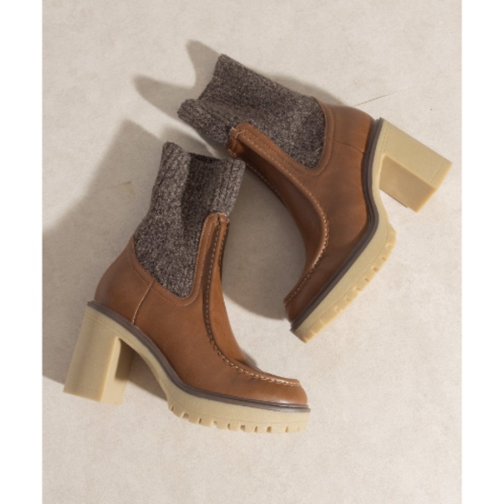 OASIS SOCIETY Melanie - Platform Sock Boots Brown Size 6.5